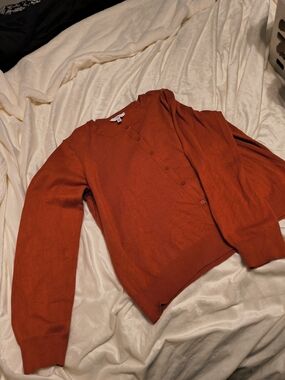 Time and Tru Burnt Orange Button-Front Knit Top